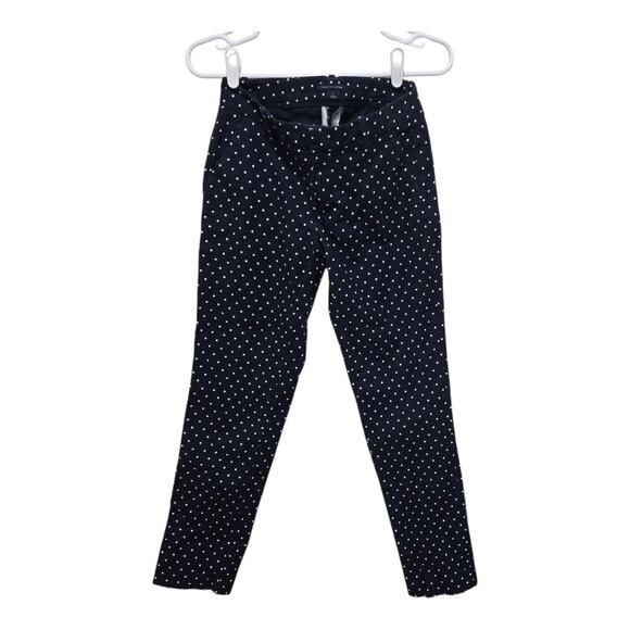 Tommy Hilfiger Navy White Polka Dot Pants Women’s Size 0 Slim Ankle - Picture 1 of 7
